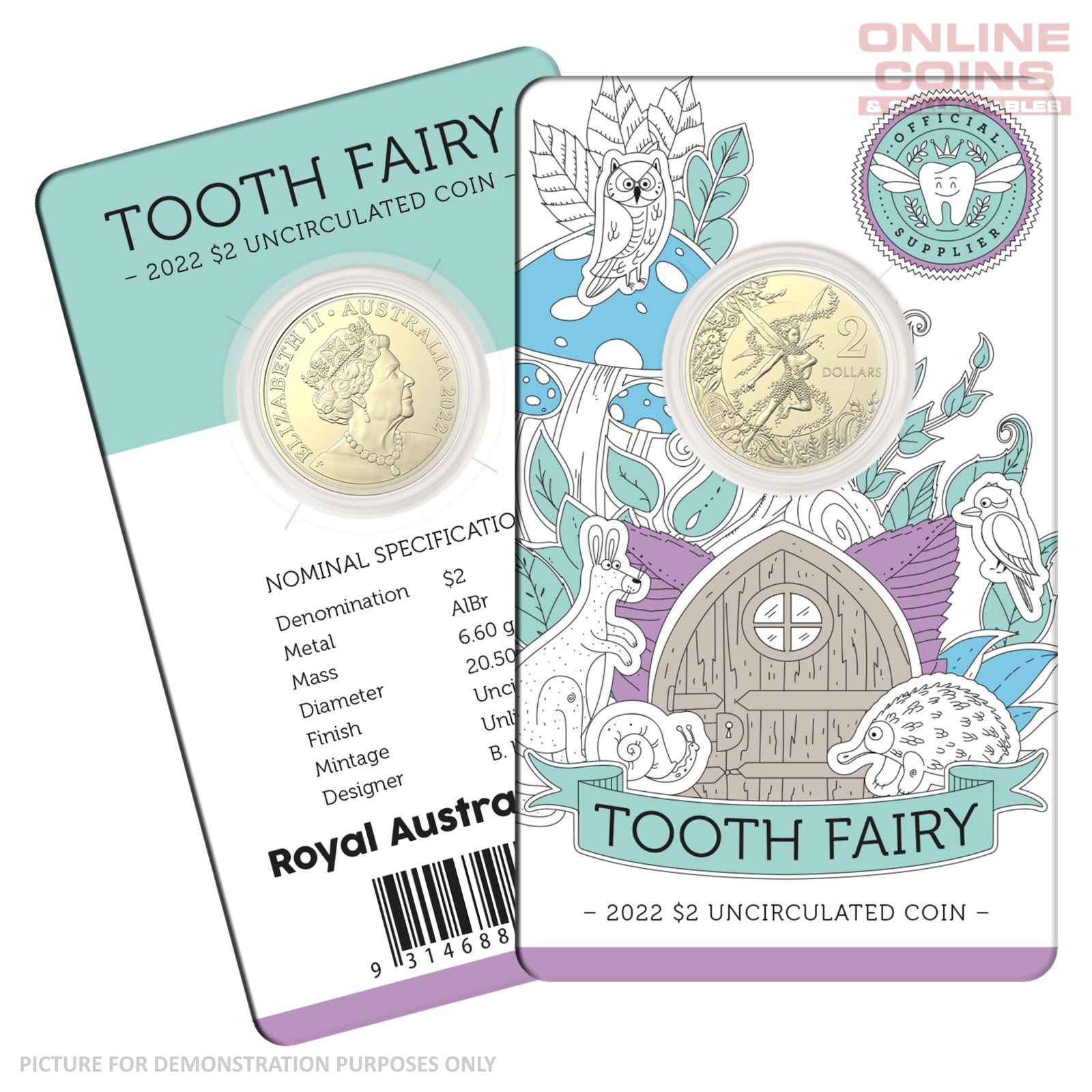 2022 $2 AlBr Uncirculated Carded Coin - Tooth Fairy